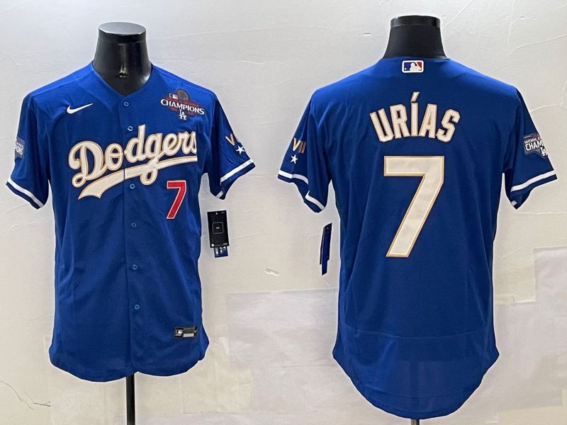 Men Los Angeles Dodgers 7 Urias Blue Gold Elite 2025 Nike MLB Jersey style 6